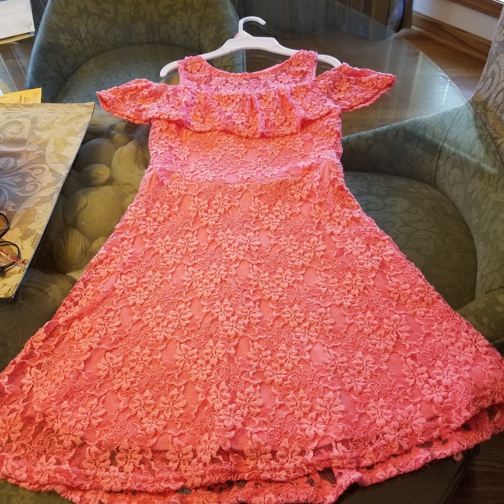 Pink girls Lace lined Dress.